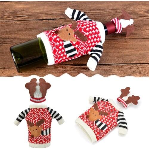 2 sets/pack Wine Bottle Cover Elk Wine Gift Bags by Generic for Christmas Home Party Decoration, One Size