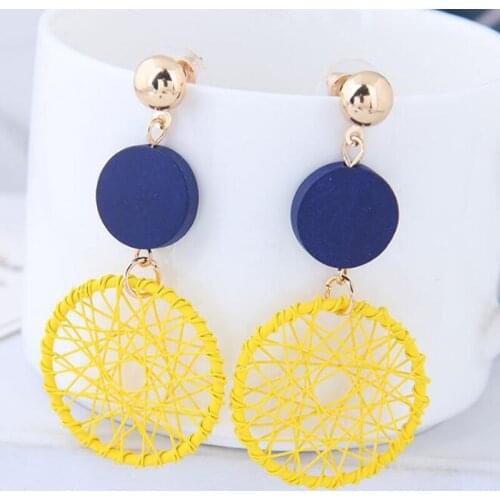 2021 Fashion Luxury Simple Big Round Earrings Women Fashion Korean Style Hollow Mesh Drop Earrings Statement Jewelry
