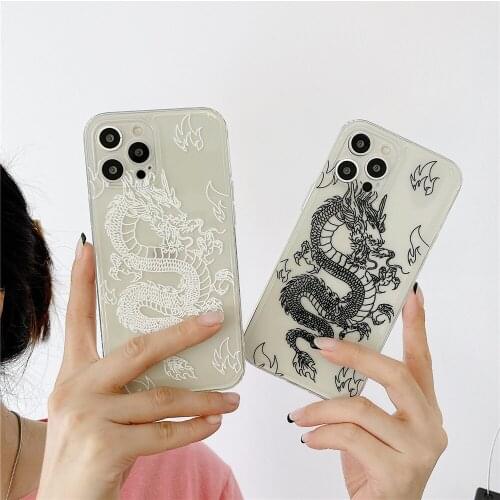 2021 TPU Phone Capa Case For iPhone 12Mini/11/12Pro Max XR XS Max Precision Hole Dragon Funda Conque Cover For iPhone SE 7 8Plus