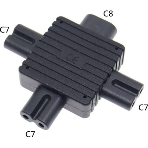 IEC320 C8 to C7 1 to 3 Power Adapter Connector Square Splitter Converter C8 Male To C7 3 Female PDU/UPS Chassis Server