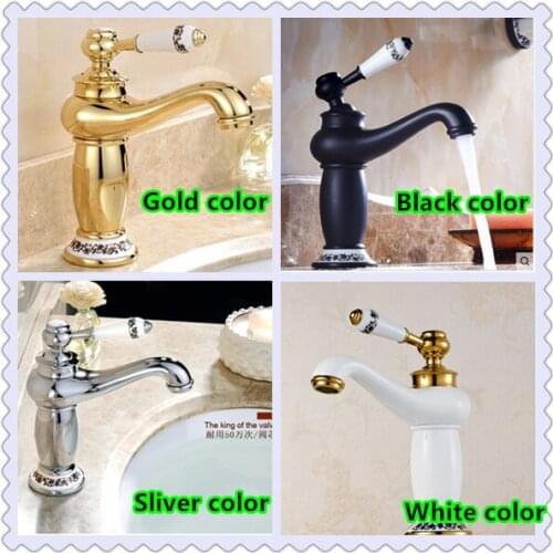 Free shipping Four color golden bathroom basin faucet with solid brass bathroom basin sink water faucet