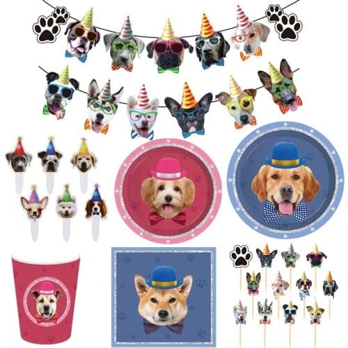 OEIN Pet Dog Happy Birthday Banner Dog Disposable Plates Cup Napkin Dog Birthday Party Decoration dog Party Decoration