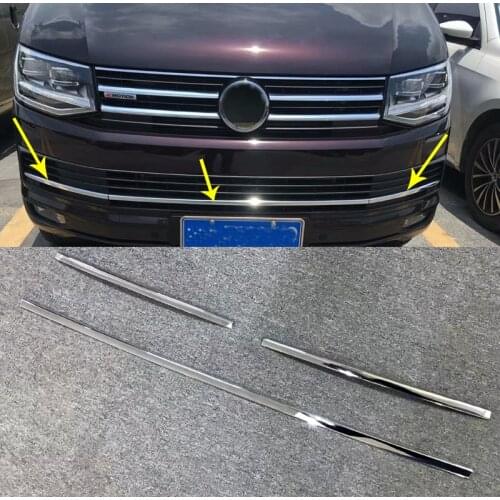 For VW Volkswagen Transporter (T6) Caravelle 2017-2018 Chrome Front Center Mesh Grille Grill Cover Trim Radiator Strips Molding