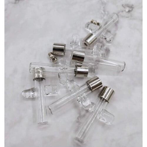 10pcs/lot Transparent SCREW CAP cross glass vial pendant wish bottle perfume diy bottle essential oil bottle name or rice art