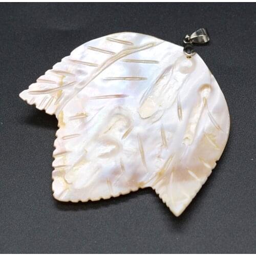 Interesting Plant Shape Natural Stone Leaf-Shaped Shell Pendant 65x70mm To Create Close To Natural Decorative Jewelry