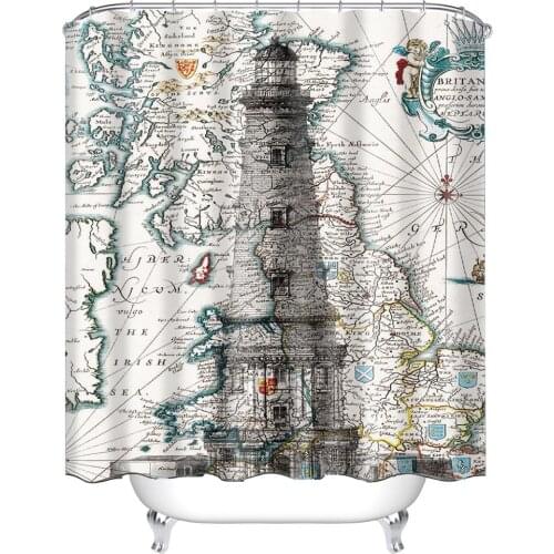 World Map South-eastern Skyrim Map Old Map of Irish Sea The World in Words Bathroom Shower Curtain
