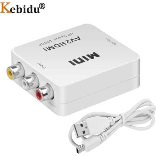 Kebidu Mini Composite AV CVBS to HDMI-compatible Audio Converter HD 1080P RCA Male TO Female AV2HDMI Switch Box