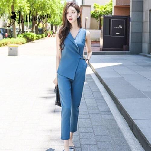 Jumpsuit Romper Women Summer V-Neck Short Sleeve Blue Office Casual Full Length Bodysuit Catsuit Overall Lady Jumpsuit Bodysuit