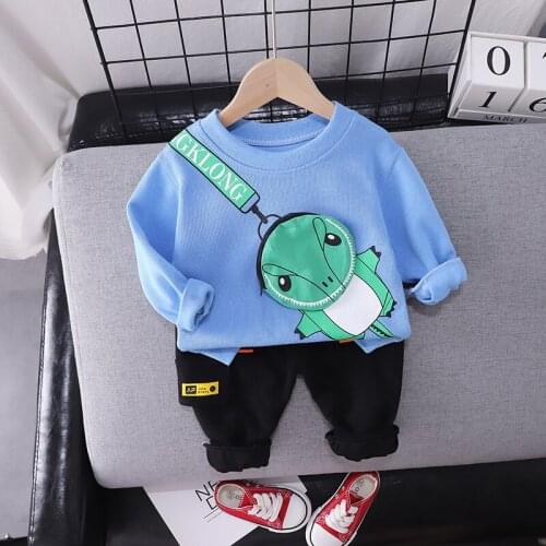 HYLKIDHUOSE Autumn Baby Girls Boys Clothing Sets Children Sportswear Kids Cartoon Dinosaur T Shirt Pants Infant Clothes Outfit