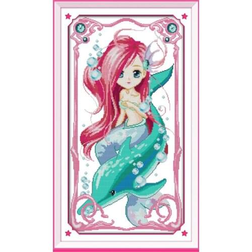 The daughter of the sea cross stitch kit cartoon 14ct 11ct count print canvas stitching embroidery DIY handmade needlework