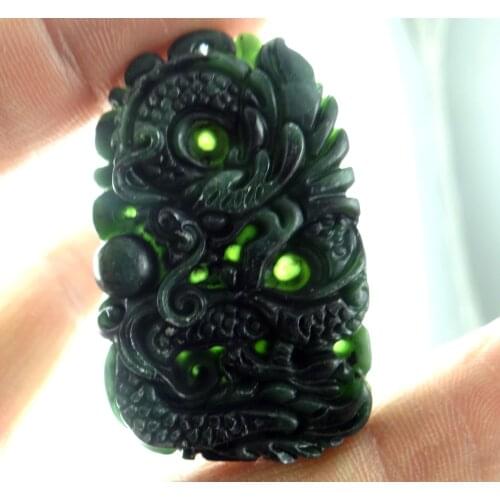 Natural Chinese stone Quartz crystal Turquoises hand-carved dragon amulet pendant for diy Jewelry making necklace Accessories