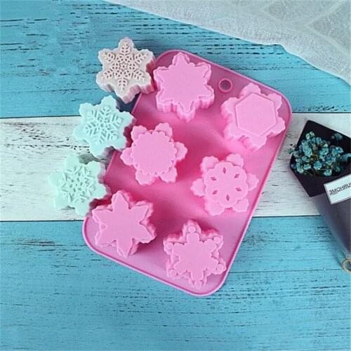New 6 holes Snowflake Pattern Cake moulds Silicone Mold Chocolate Cake Cookie Soap Moulds for Christmas Gifts