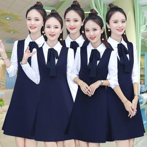 Professional dress Beautician autumn new fashion long sleeve shirt with long skirt temperament kindergarten girl
