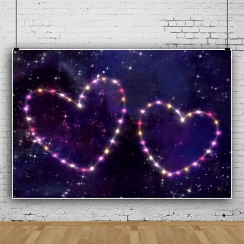 Purple Starry Sky Glittering Star Love Heart Backdrops Photos Background Decors for Portrait Photography Props Photocall