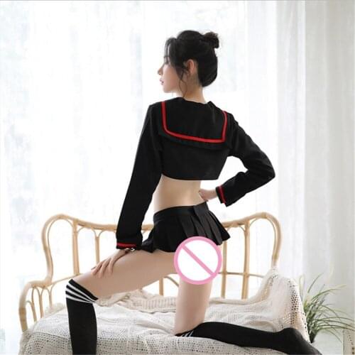 Sexy student uniform erotic schoolgirl japanese lingerie sexy mini skirt for sex bikini suit bow shirt sweet underwear