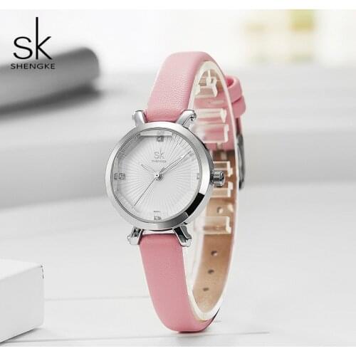Shengke 2021 Top Brand Fashion Watches Small Round Dial Ladies Watches Fashion Leather Women Quartz Watch