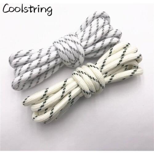 Round Striped Rope Laces Beige White Bootlaces Polyester Shoelace Shoestring For Roller Skates Hiking Outdoor Shoes