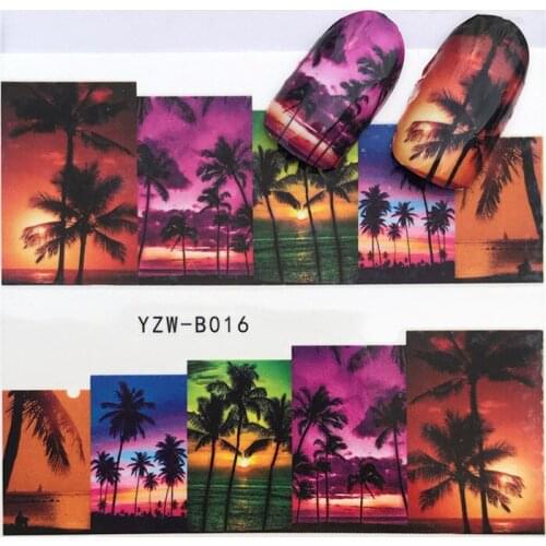 Sunset Glow Tree Nail stickers art decorations slider adhesive Water Transfer decals manicure lacquer accessoires polish foil