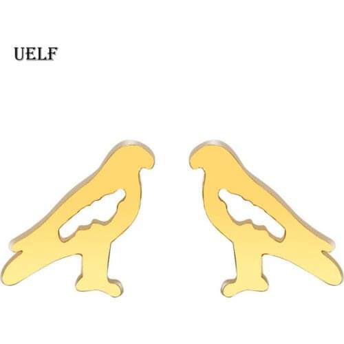 Uelf korean style stainless steel stud earrings for women minimalist small pigeon earings fashion jewelry girls dainty earrings