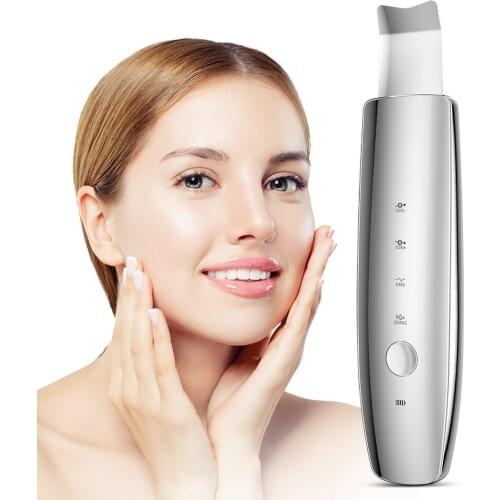 Ultrasonic Skin Scrubber Vibration Face Spatula Blackhead Remover Facial Scrubber Shovel Clean Cavitation Peeling Facial Lifting