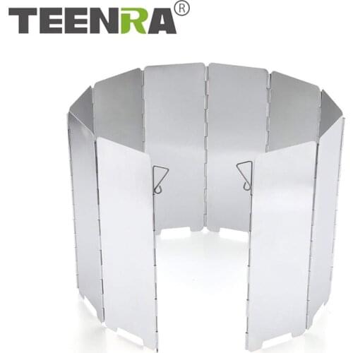 TEENRA 10 Plates Foldable Stove Windshield Outdoor Gas Stove Windshield Camping Cooker Gas Stove Wind Shield Stove Wind Shield
