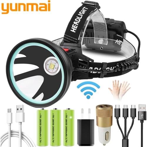 Xhp90.2 4 Core Sensor Head Lamp Headlamp Headlight 32W 4291lm Led Bulbs 3* 18650 Battery Power Bank 7800mah 3 Modes XHP70 XHP50