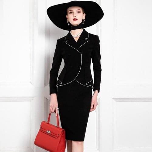High Quality OL Woman Suit Skirt Set,Party Business Meeting Formal Clothing 2 Piece Set,White Black