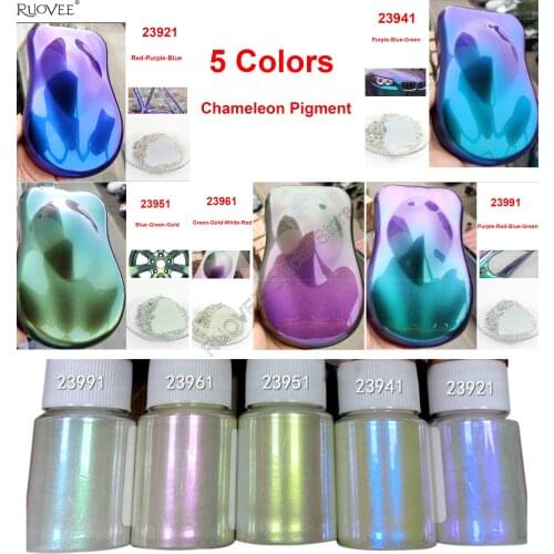 5Colors Shift Mirror Chameleon Pearlescent Mica Pigment Epoxy Resin Magic Discolor Powder for DIY Makeup Nail Art Facepainting