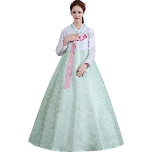 Women Korean Traditional Long Sleeve Classic Hanboks Dress Cosplay Costume