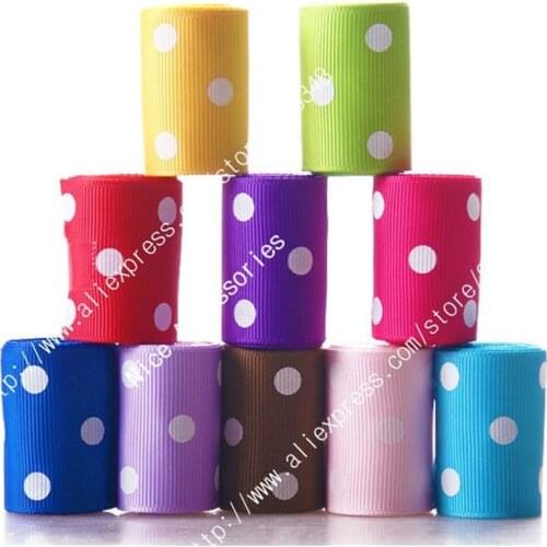 1-1/2'' 38mm 100% polyester dots printed grosgrain ribbons Gift hair bows garment ribbon accessories 100yards/lot