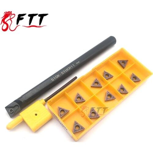 1pc S10K STUCR11holder with 10 pcs TCMT110204 high quality carbide inserts Cnc knife drill rod lathe lnternal turning tool
