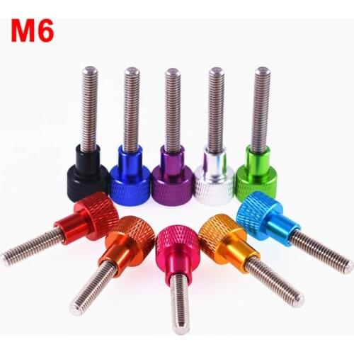 1PCS M6 Knurled Thumb Screws Aluminum Alloy Adjustment High Head Step Screw Multiple Color Length 5-100mm