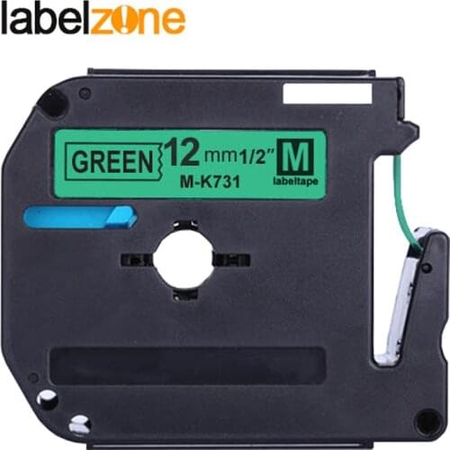 12mm mk-731 Black on green Label Tapes Compatible Brother p-touch Label Printer ribbon M-K731 MK-731 mk731 MK731 for p touch