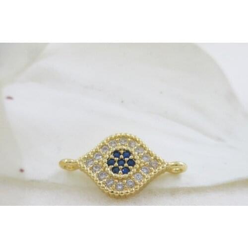 16*8MM ( Two Hole ) 6Pcs Round Zircon Rhinestones 24 Gold Plated Copper Beads Jewelry Pendants Jewellery Charms