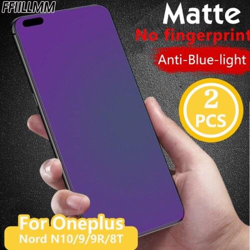 2Pcs/lot Anti blue Light Protective Glass For Oneplus Nord N10 Tempered Glass For Oneplus 9 Pro 9R 8 8T Matte Screen Protectors
