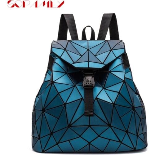 2021 Women Backpack Geometric Plaid Sequin Female Backpacks For Teenage Girls Bagpack Drawstring School Bag Holographic Backpack