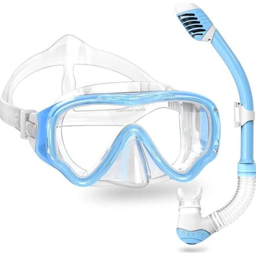 Snorkeling Snorkel Diving Scuba Set Gear for Kids Youth Junior with Silicon Mouth Piece Purge Valve and Anti-Splash Swimming