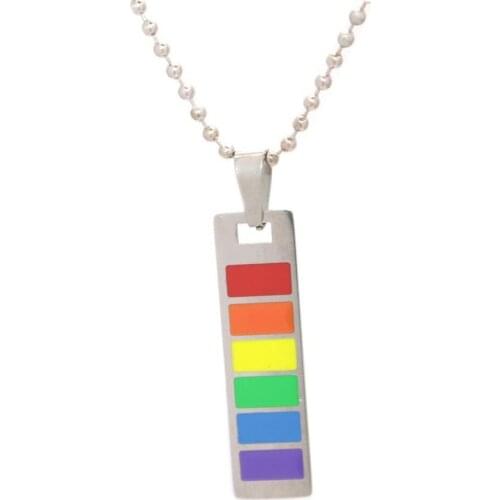 Stainless Steel Men Gay Necklace Pendant Rainbow Couple Jewelry Gift