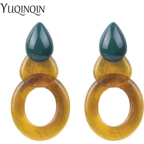 Long Acrylic Designer Dangling Circle Earrings Fashion Jewelry for Women Colorful Big Geometric Statement Drop Earring Brincos