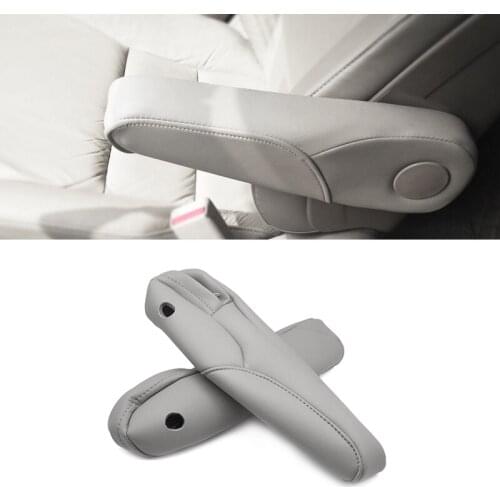 For Honda CRV 2007 2008 2009 PU Leather with Sponge 2pcs Car Interior Side Seat Armrest Handle Cover Protection Trim Gray