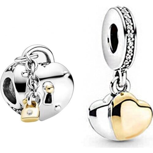 Two-Color Heart-Shaped Lock Style Hollow DIY Accessories. Making Men And Women Lovers Jewelry Bracelets Fine Gifts