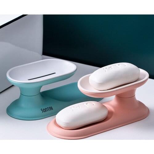 Double Layer Rotatable Soap Dish Drain Rack Bathroom Storage Organizer Kitchen Accessories Rectangular Soap Holder