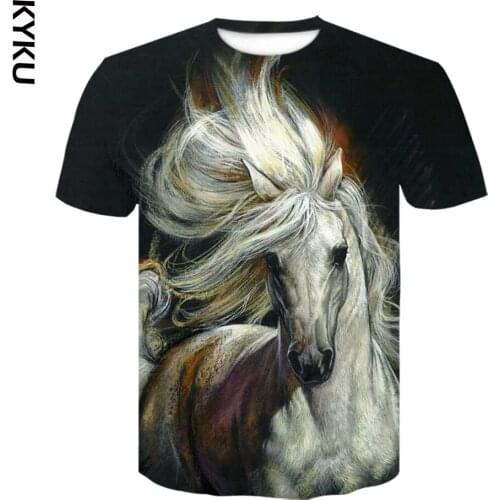 3D Animal Print T Shirt Men/Women Summer Short Sleeve Top Tees Fashion Horse Printed oversize tshirts Male Casual black Tops