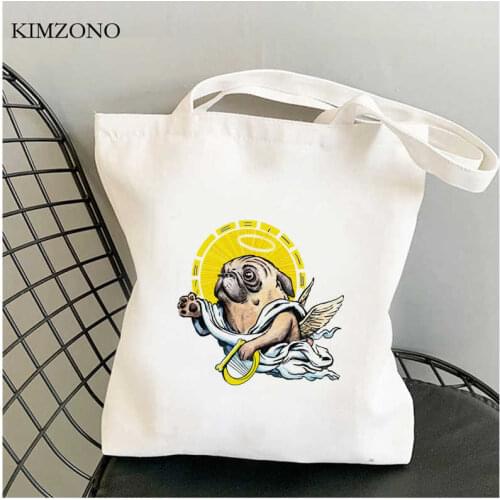 Pugs Pug Dog shopping bag bolsas de tela bolsa cotton reusable shopping jute bag bag bolsas ecologicas net tote bolsa compra