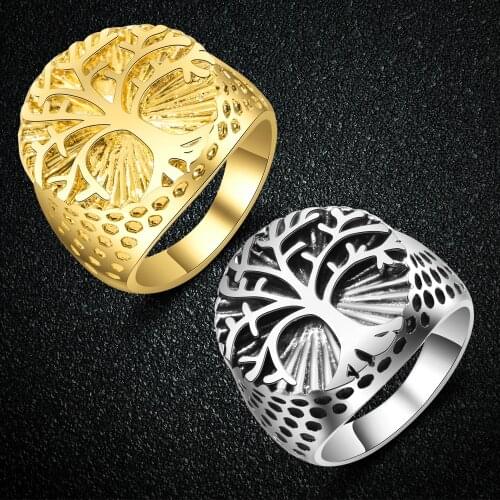 QIMING Retro Forest Tree Of Life Ring Men And Women Hip Hop Literature Steampunk Jewelry Vintage Rings Bague