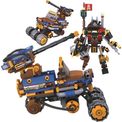 Steam Age Chariot 237PCS Building-Blocks Combat Robot 8039 City Small Particle Building Block Toy ChildrenS Birthday Gift