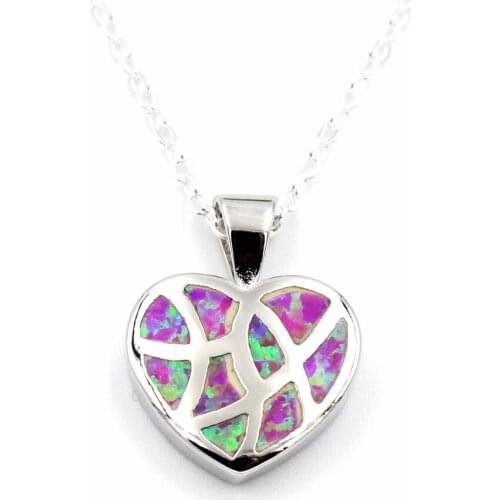 Nice Heart Shaped Pink Fire Opal Pendant Necklace for Lady