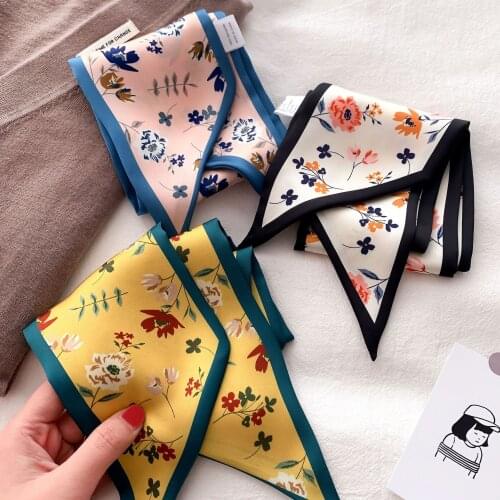 Lady Spain Silk Neck Scarf Luxury Polka Floral Hair Tie Scarves Foulard Head Band Shawls and Wraps Neckerchief Bandanas 100*10Cm