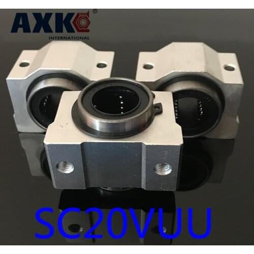 2021 Axk Linear Rail Cnc Router Parts 2pcs Sc20vuu Scv20uu Sc20v Linear Bearing Block Housing With Lm20uu For 20mm Shaft Rail