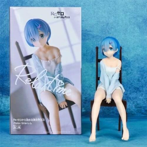 Cute Girl Re:Life in a different world from Zero Rem Sitting in Chair Ver. PVC Action Figure Rem Lovly Collect Model 20cm